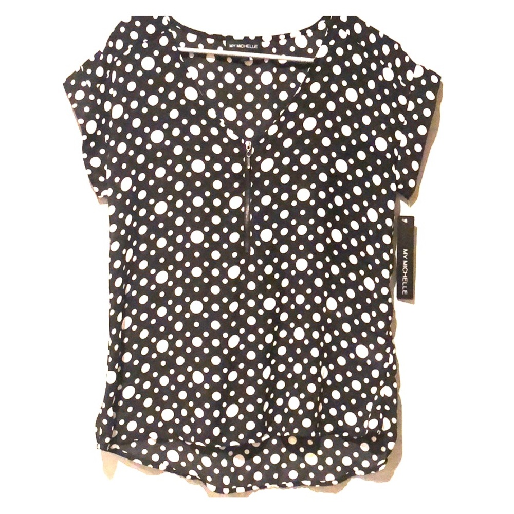 NWT My Michelle polka dot sheer blouse